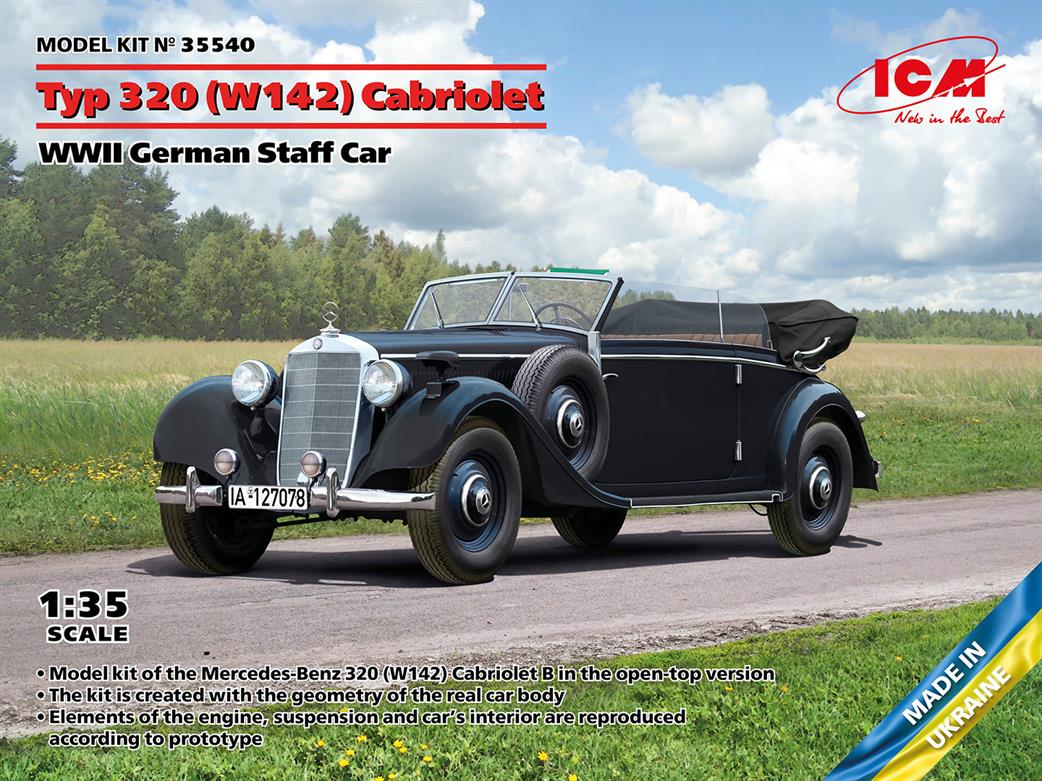 ICM 1/35 35540 Typ 320 (W142) Cabriolet, WWII German Staff Car