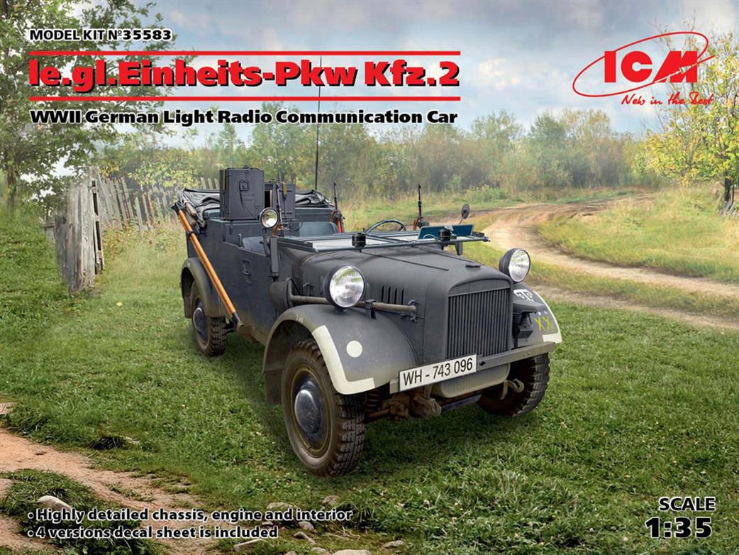 ICM 1/35 35583 le.gl.Einheitz-Pkw Kfz.2, WWII German Light Radio Communication Car