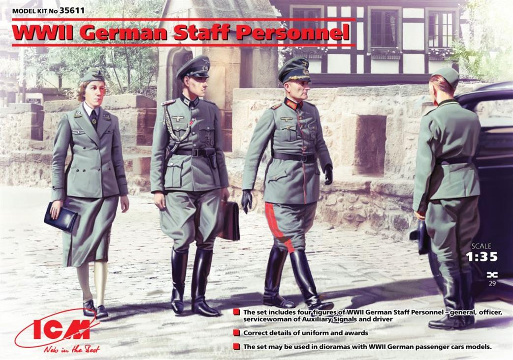 ICM 1/35 35611 WWII German Staff Personnel 4 Figures