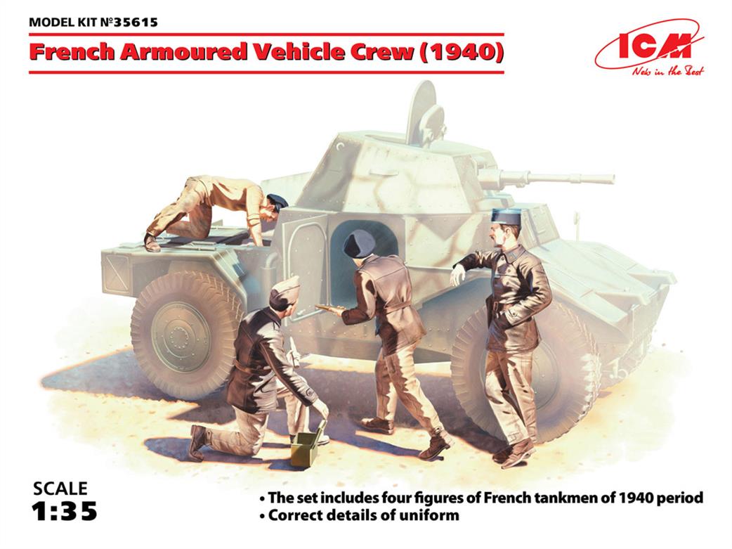 ICM 1/35 35615 French Armoured Vehicle Crew (1940) 4 Figures