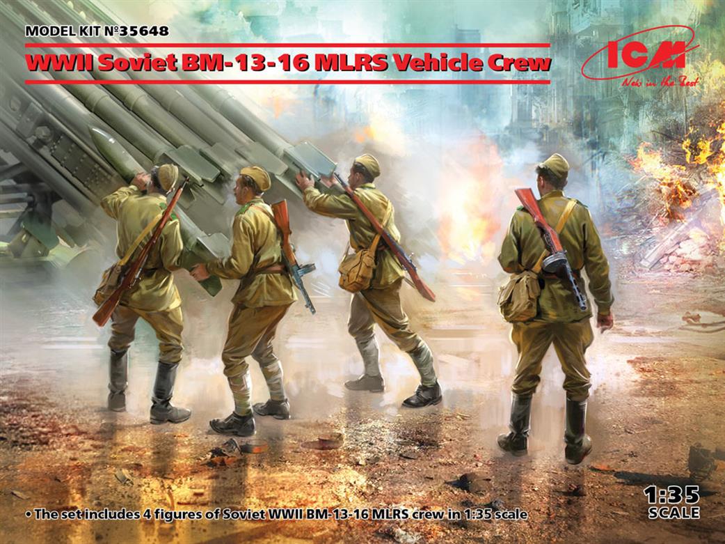 ICM 1/35 35648 WWII Soviet BM-13-16 MLRS Vehicle Crew 4 Figures