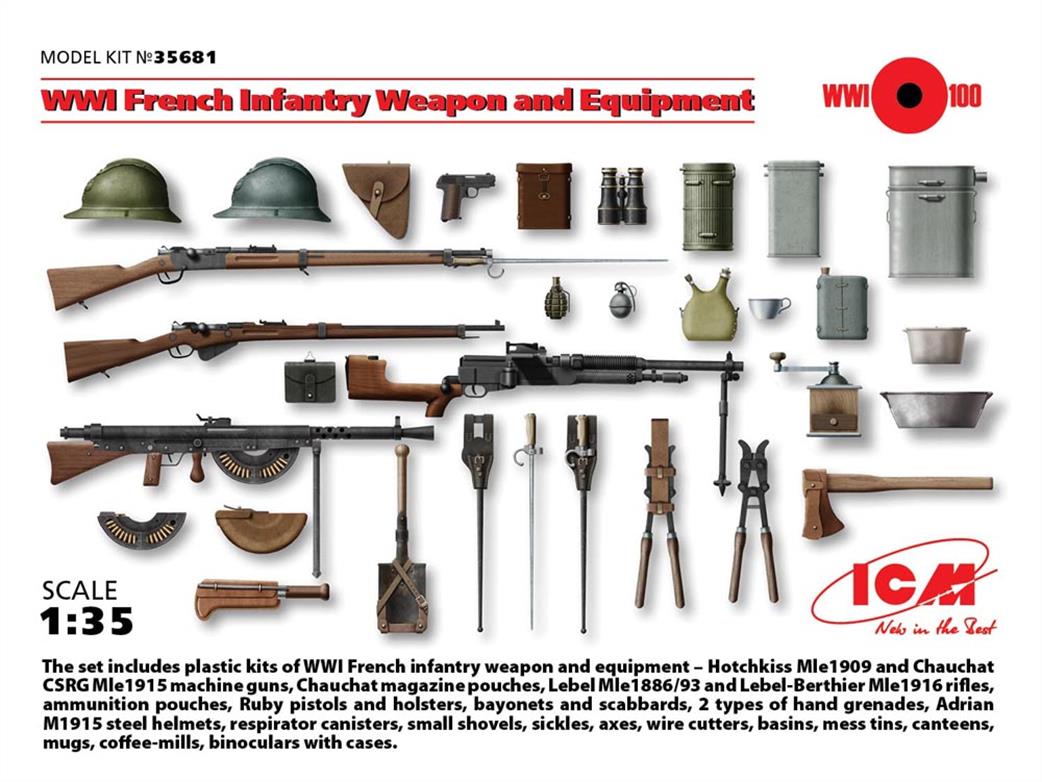 ICM 1/35 35681 WWI French Infantry Weapon & Equipment