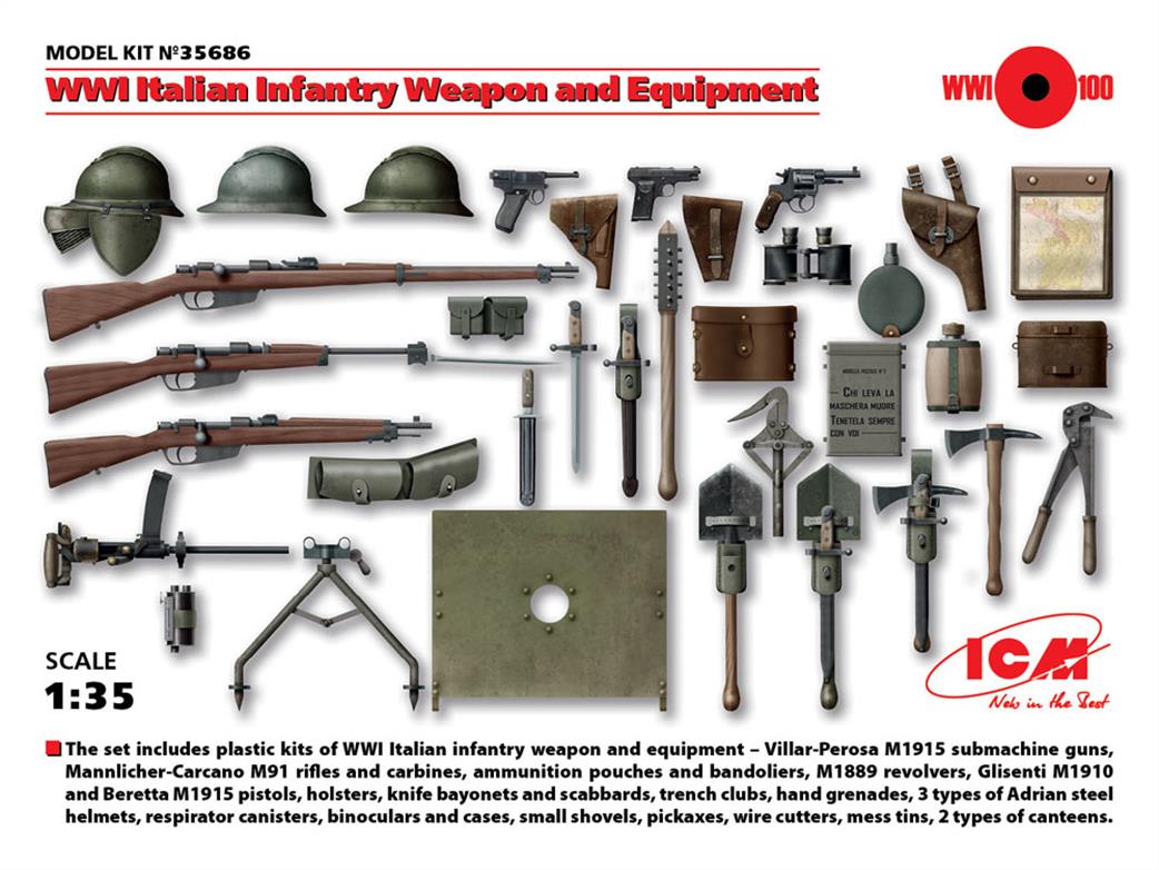 ICM 1/35 35686 WWI Italian Infantry Weapon & Equipment