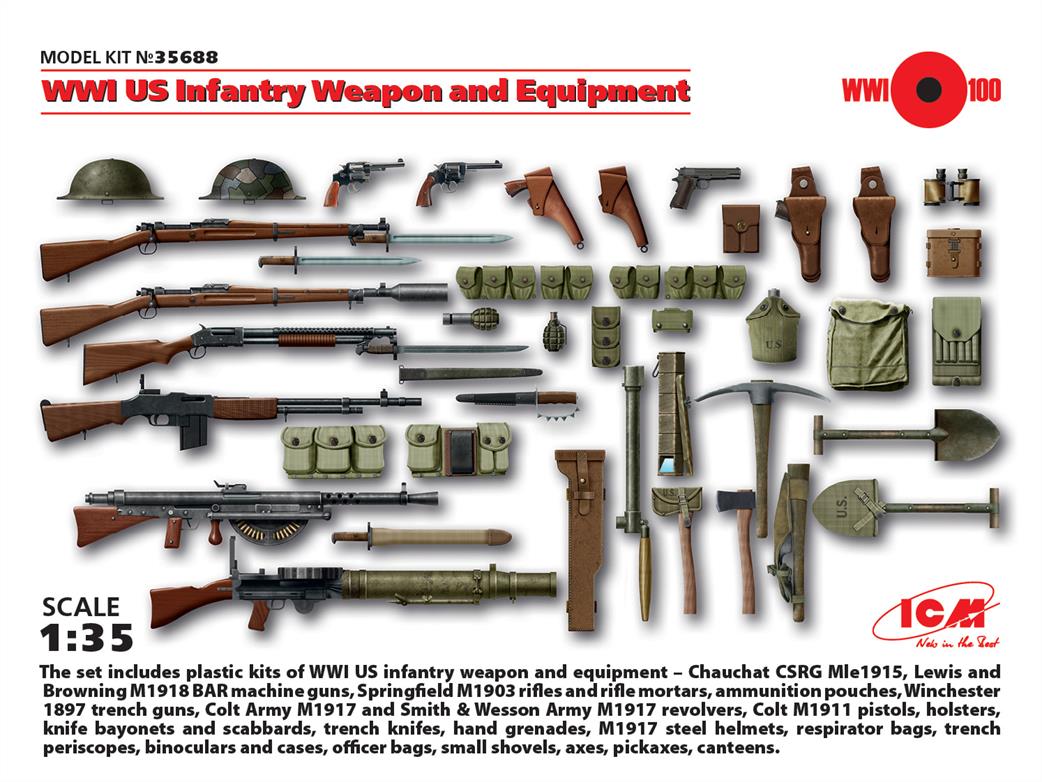 ICM 1/35 35688 WWI U.S. Infantry Weapon & Equipment