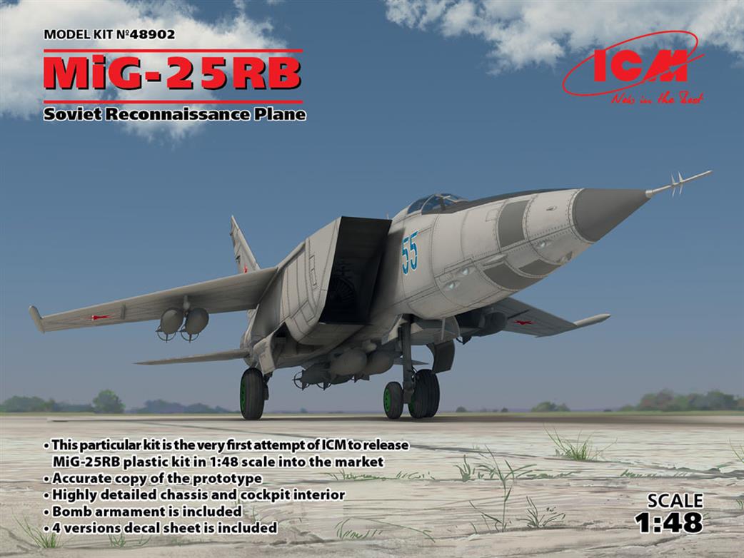 ICM 1/48 48902 MiG-25 RB Soviet Reconnaissance Plane Plastic Kit