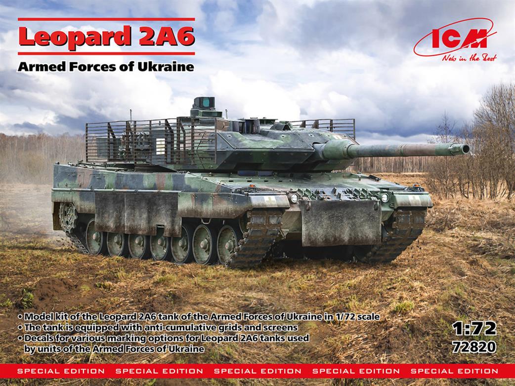 ICM 1/72 72820 Leopard 2A6, Armed Forces of Ukraine MBT Tank Kit