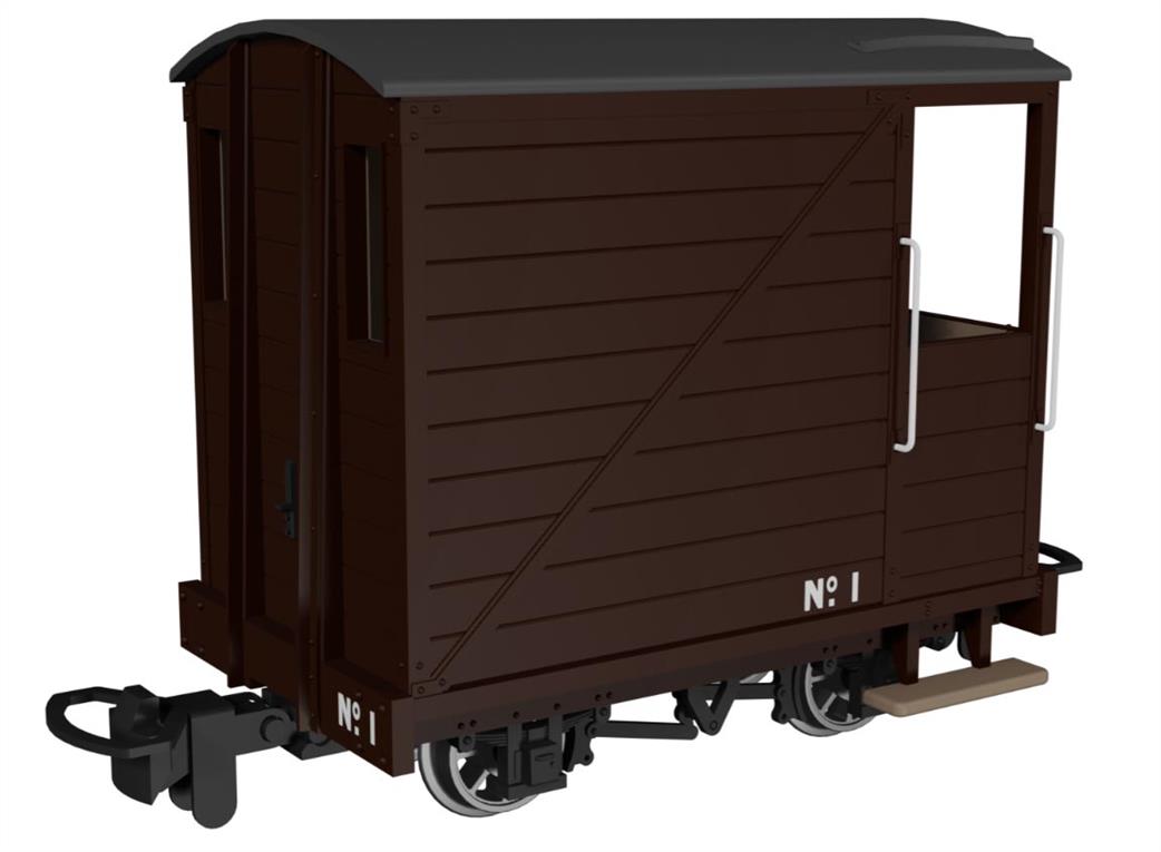 Rapido Trains OO9 990801 Single Veranda Brake Van Plain Brown No.1