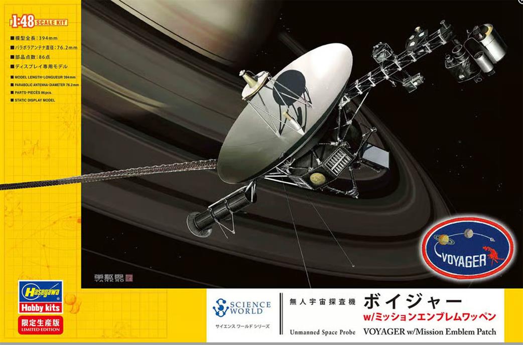 Hasegawa 1/48 SP635 Voyager Unmanned NASA Space Probe Kit with Mission Emblem Patch