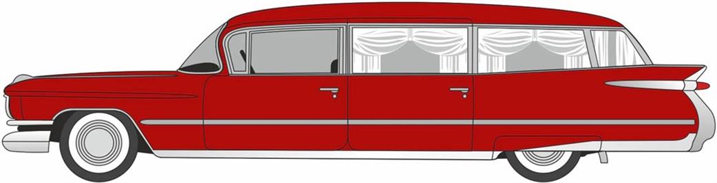 Oxford Diecast 1/87 87CM59002 1959 Cadillac Miller-Meteor Futura Limousine Seminole Red