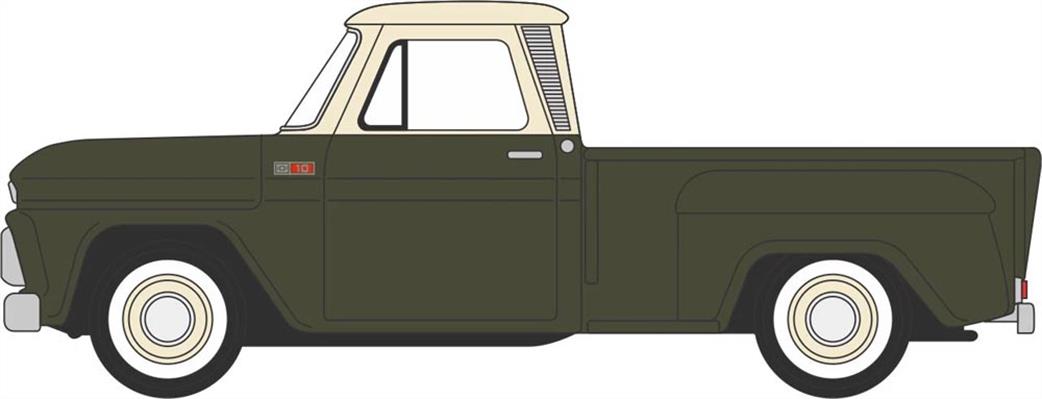 Oxford Diecast 1/87 87CP65008 1965 Chevrolet Stepside Pick Up Dark Green/Ivory