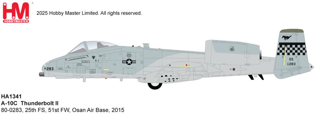 Hobby Master 1/72 HA1341 A-10C Thunderbolt II 80-0283 25th FS 51st FW Osan Air Base 2015 USAF Ground Attack Aircraft Model