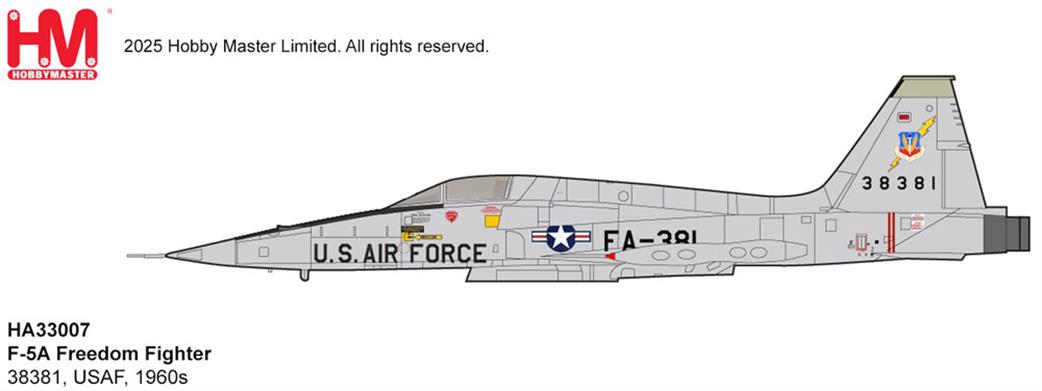 Hobby Master 1/72 HA33007 F-5A Freedom Fighter USAF Diecast Aircraft Model