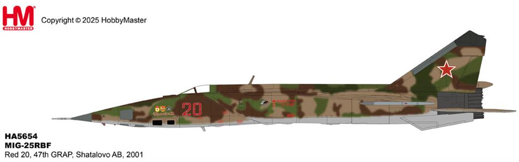 Hobby Master 1/72 HA5654 MIG-25RBF Red 20, 47th GRAP, Shatalovo AB, 2001 Aircraft Model