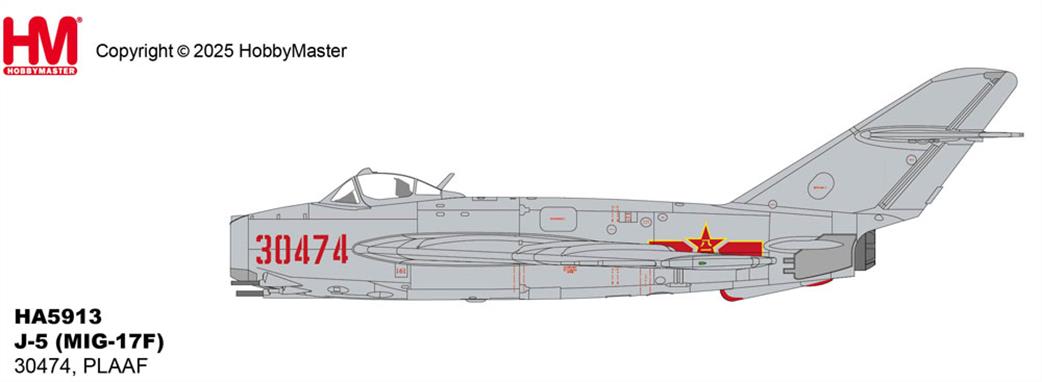 Hobby Master 1/72 HA5913 J-5 (MIG-17F) 30474, PLAAF with UB-16-57 Model