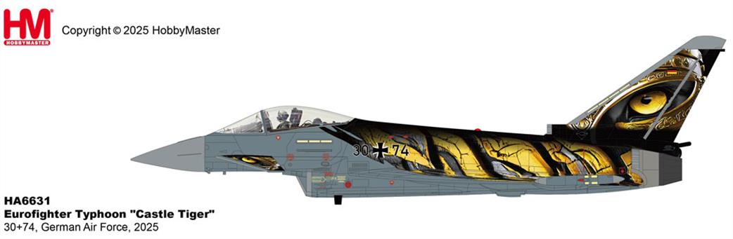 Hobby Master 1/72 HA6631 Eurofighter Typhoon Castle Tiger German Air Force 2025 Aircraft Model