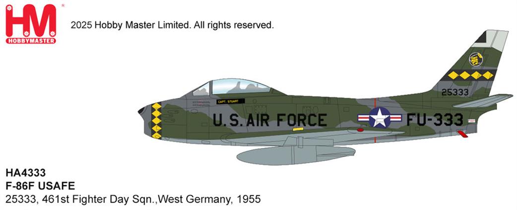 Hobby Master 1/72 HA4333 F-86 F USAFE 461st Fighter Day Sqn West Germany