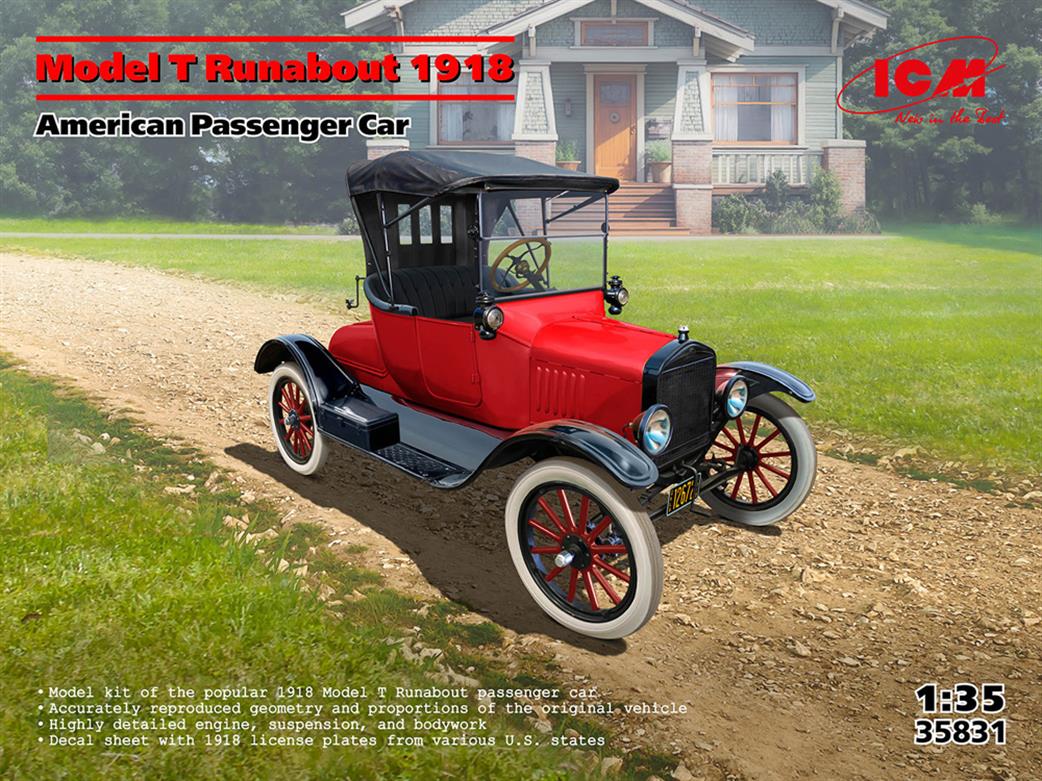 ICM 1/35 35831 Ford Model T Runabout 1918 American Passenger Car Kit