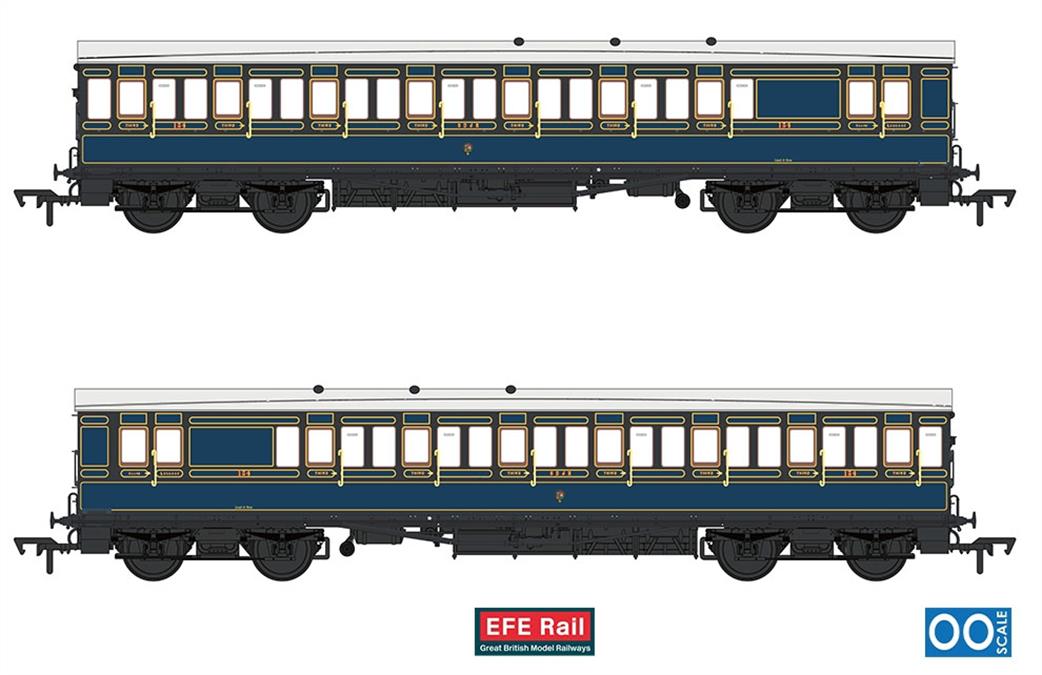 EFE Rail OO Gauge E86035 54ft non-Corridor Brake Third S&DJR Lined Blue Coach