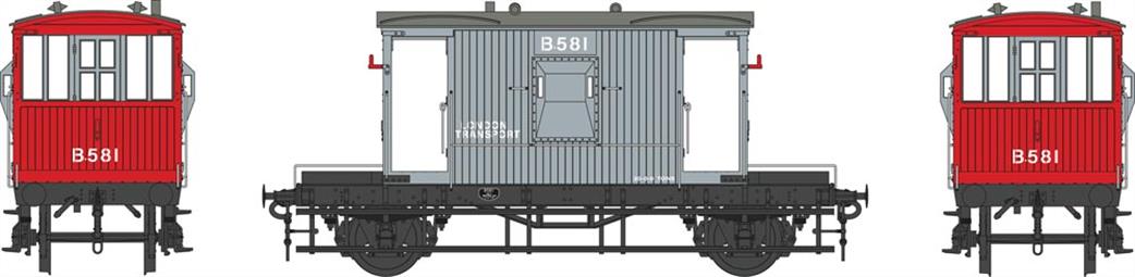 Dapol O Gauge 7F-200-023 BR Standard 20 Ton Goods Brake Van B581 London Transport