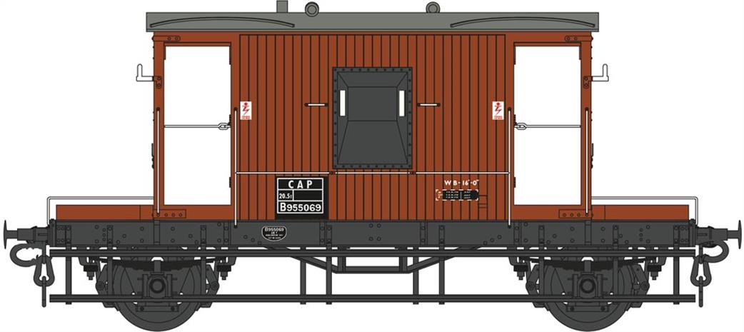 Dapol O Gauge 7F-200-020 BR Standard 20 Ton Goods Brake Van B955069 Bauxite CAP