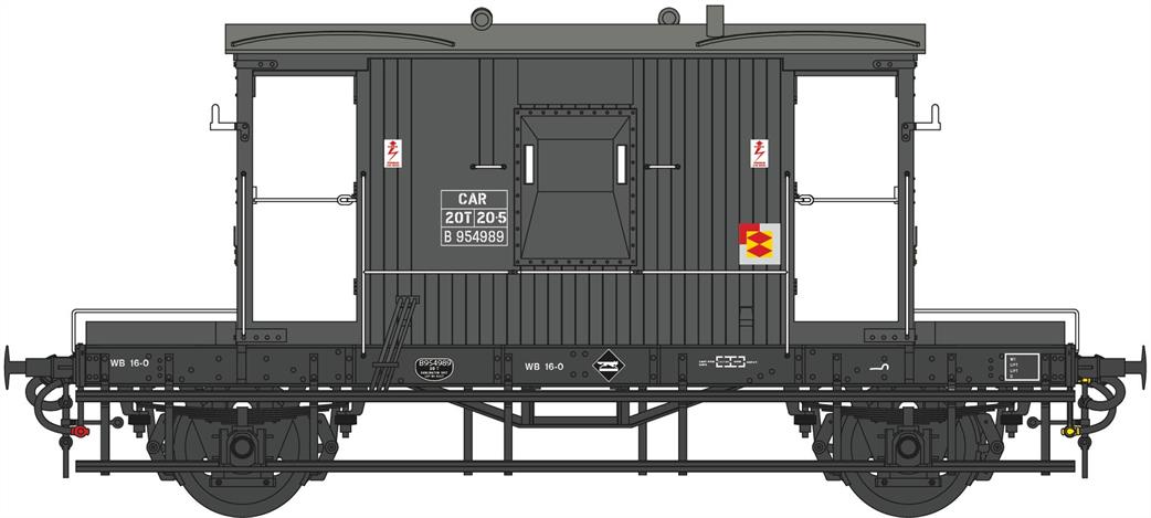 Dapol O Gauge 7F-200-024 BR Standard 20 Ton Goods Brake Van B954989 Grey Distribution CAR