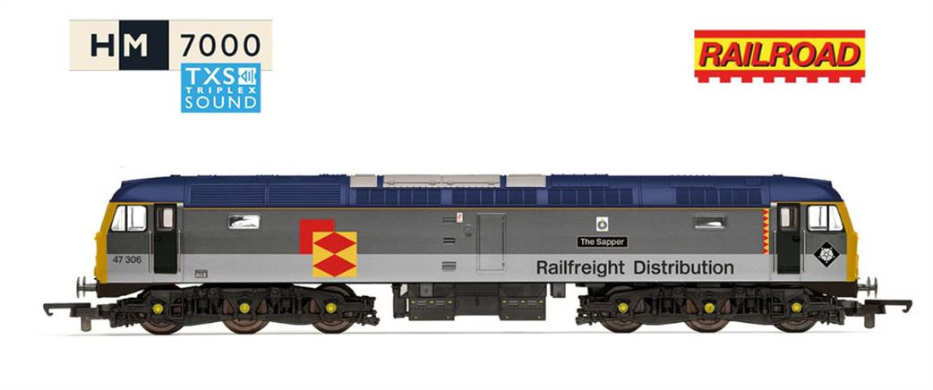 Hornby OO R30440TXS RailRoad Railfreight Distribution Class 47 306 The Sapper DCC Sound Fitted