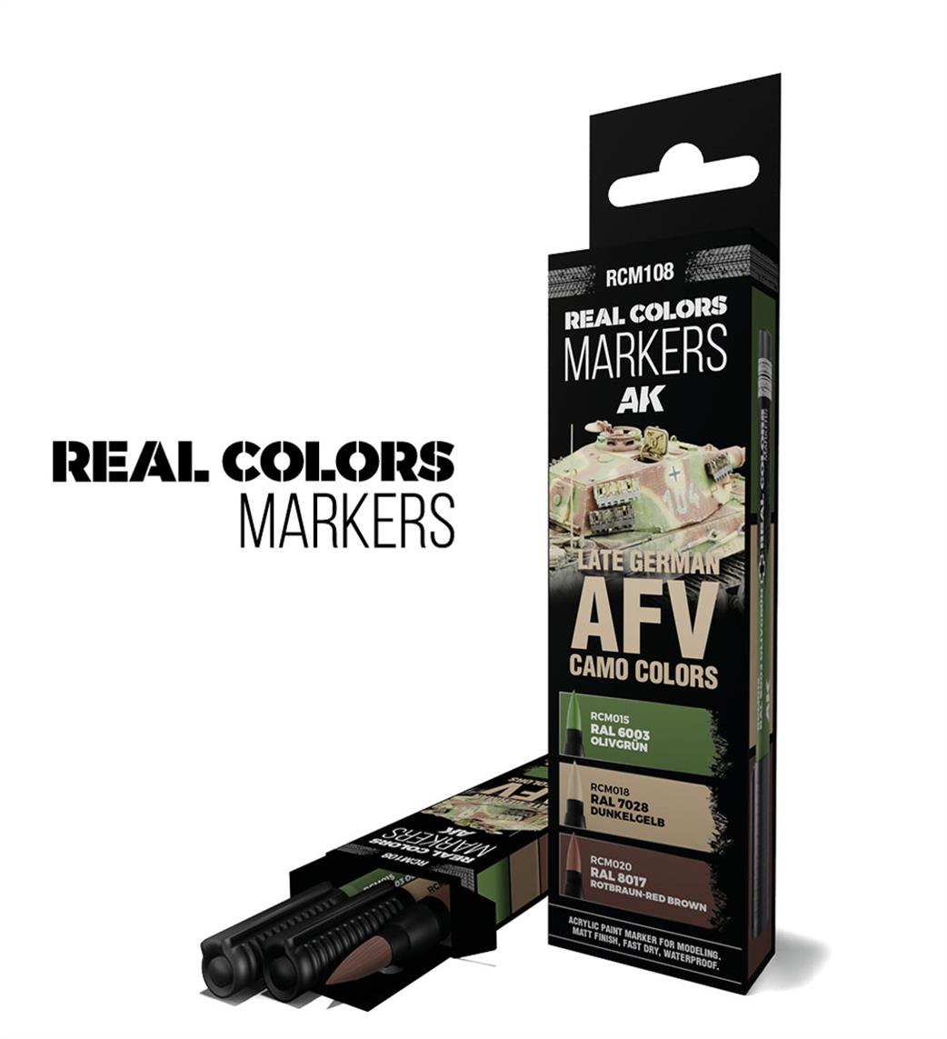 AK Interactive  RCM108 Late German AFV Camo Colors RC Marker set of 3