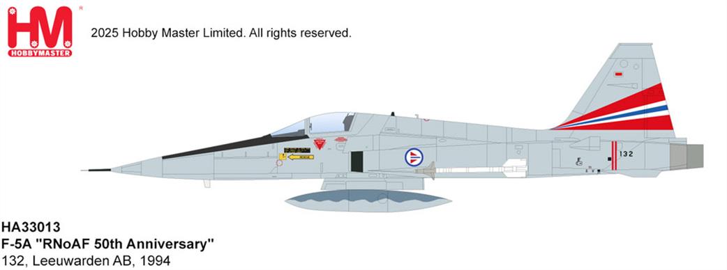 Hobby Master 1/72 HA33013 F-5A Freedom Fighter  RNoAF 50th Anniversary Diecast Jet Aircraft Model
