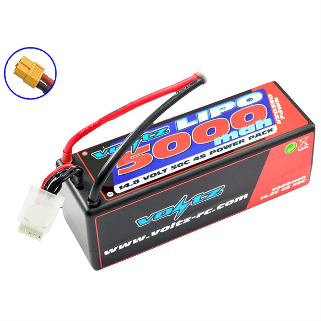 Voltz  VZ0350XT60 14.8v 4s 5000mah Hard Case Lipo 50C with XT60 Connector