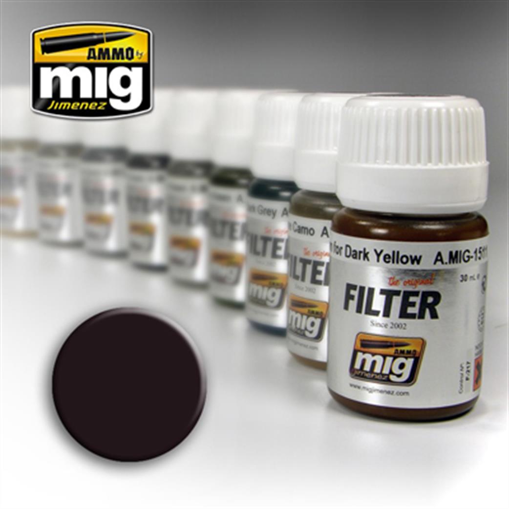 Ammo of Mig Jimenez  A.MIG-1506 Brown for Dark Green Enamel Filter 35ml Jar