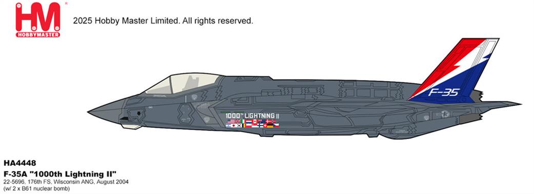 Hobby Master 1/72 HA4448 F-35A 1000th Lightning II Wisconsin ANG Model