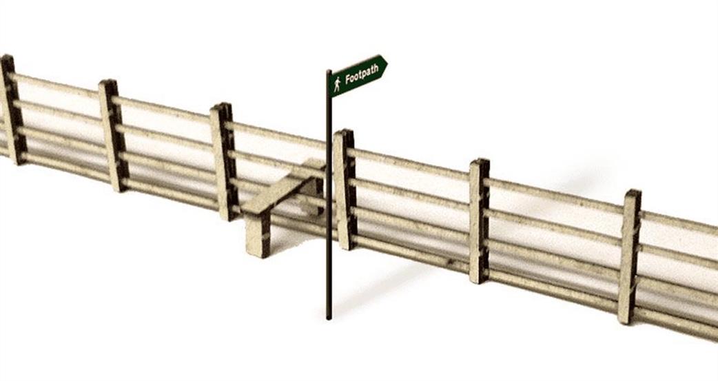 Scale Model Scenery 00 LX006 4ft Post & Rail Fencing Kit