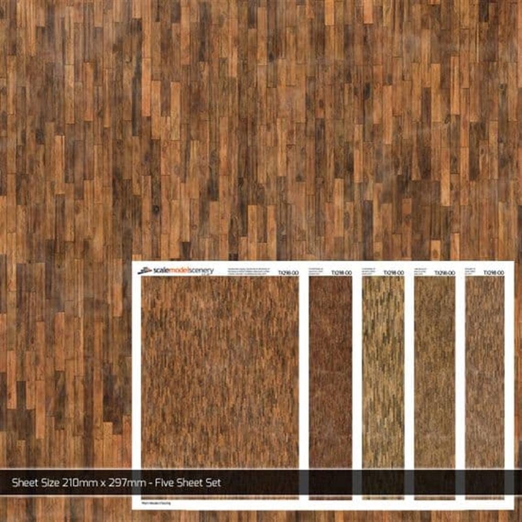 Scale Model Scenery 00 TX298 Worn Wooden Flooring Texture Paper Pack of 5