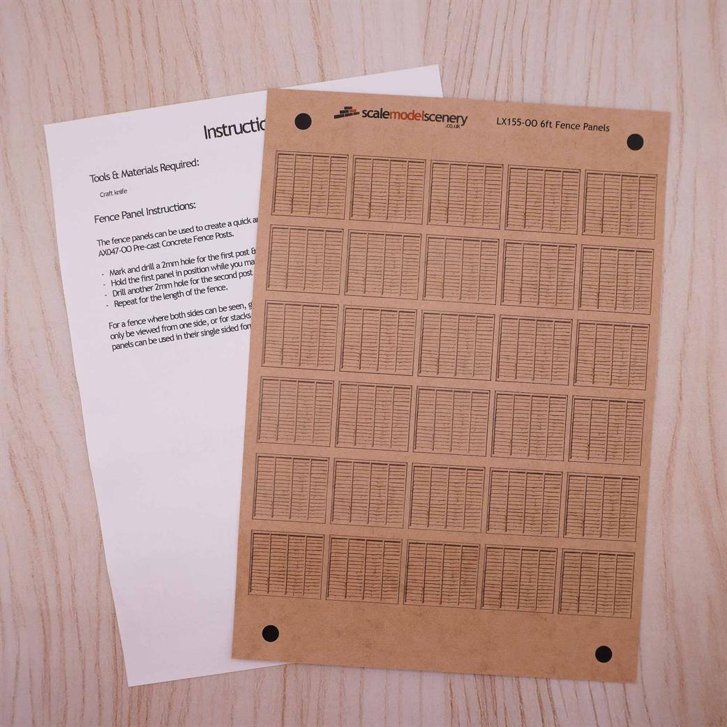 Scale Model Scenery 00 LX155 6ft Fence Panels