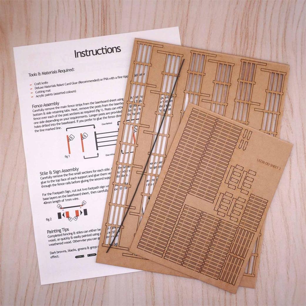 Scale Model Scenery 00 LX236 4ft Post & Rail Fencing (Natural Wood)