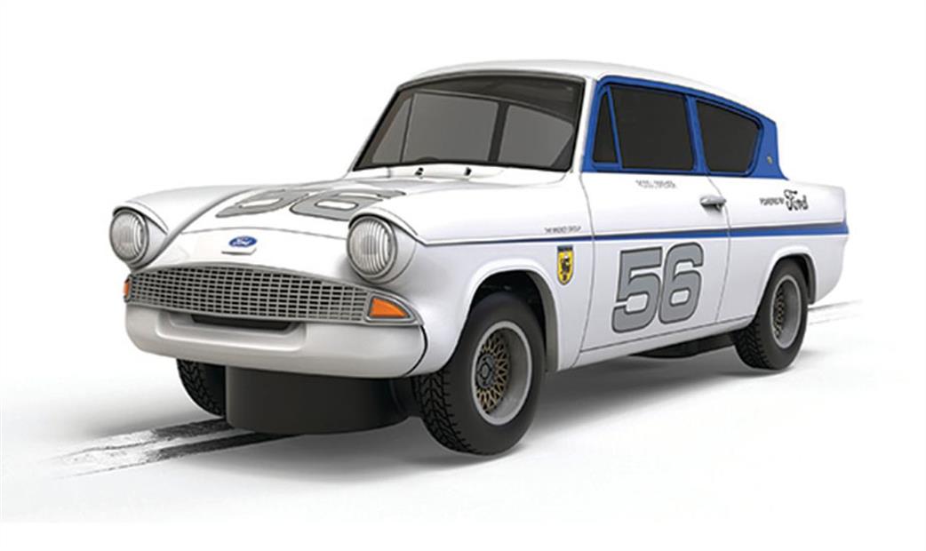 Scalextric 1/32 C4682 Ford Anglia Silver 56 Slot Car Model
