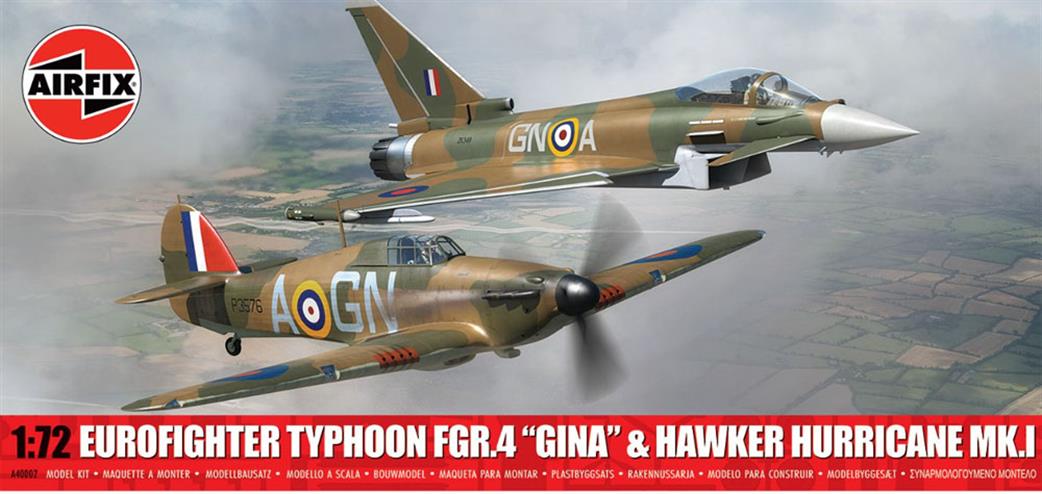 Airfix 1/72 A40002 Eurofighter Typhoon FGR.4 Gina & Hawker Hurricane MK1 Twin Pack