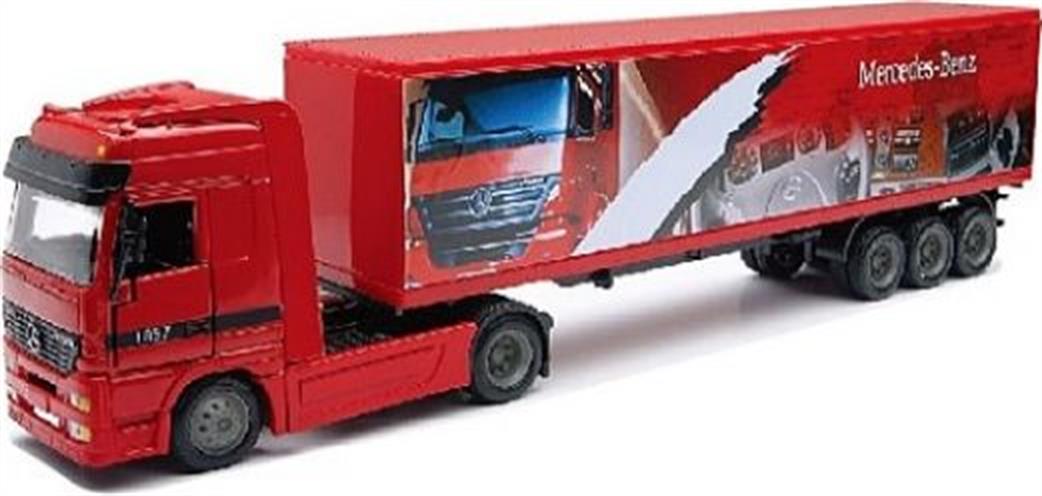 New Ray 1/43 15113A Mercedes Actros 1857 Box Trailer Red