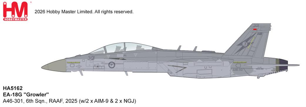 Hobby Master 1/72 HA5162 EA-18G Growler RAAF 2025 Jet Aircraft Model