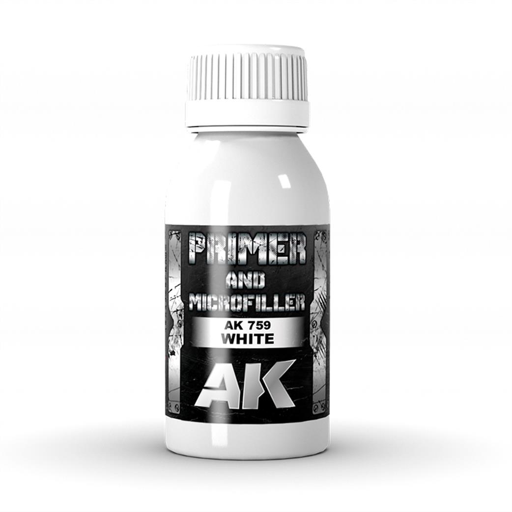 AK Interactive  AK759 White Primer and Microfiller 100ml Bottle