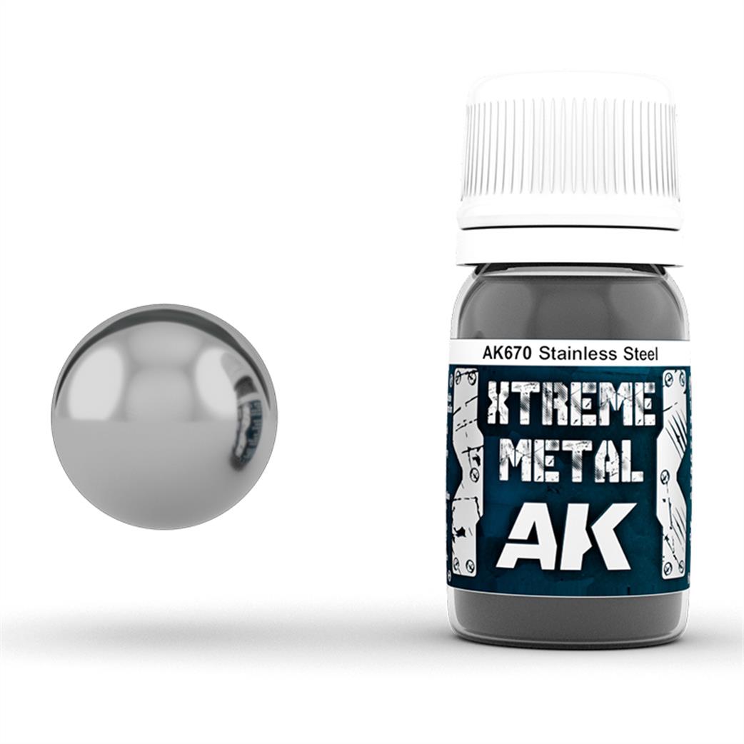 AK Interactive  AK670 Extreme Metal Stainless Steel Paint 30ml Bottle