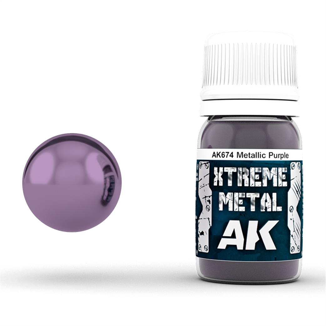 AK Interactive  AK674 Extreme Metal Metallic Purple Paint 30ml Bottle 30ml