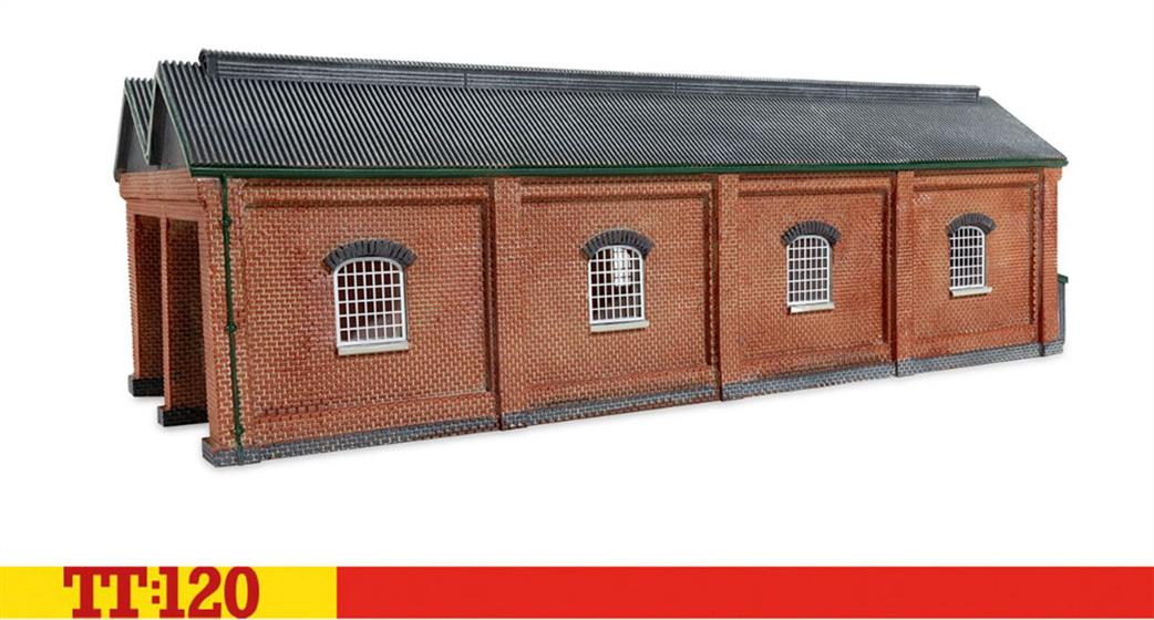 Hornby TT:120 TT9019 Double Engine Shed Red Brick Collection Ready Painted Resin Building