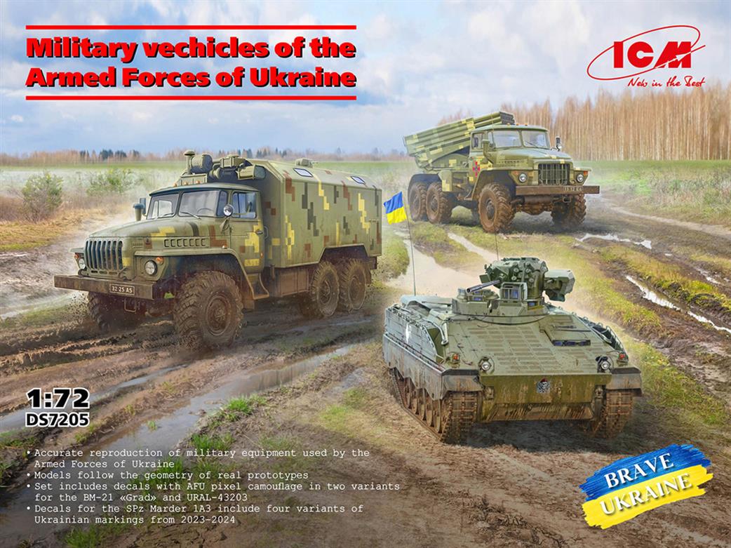 ICM 1/72 DS7205 Military Vehicles of the Armed Forces of Ukraine Set of 3 Kits