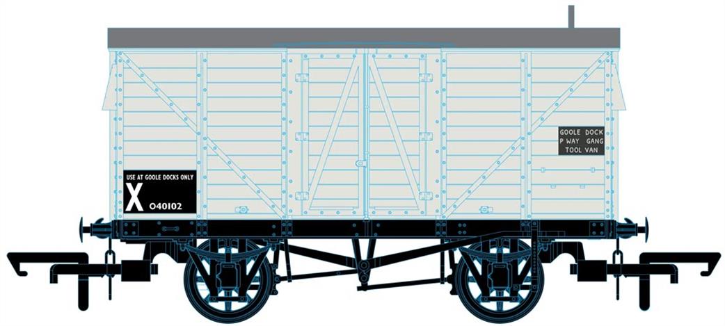 Oxford Rail OO OR76GEGV007 GER 10T Covered Van P Way Tool Van Goole Dock 040102