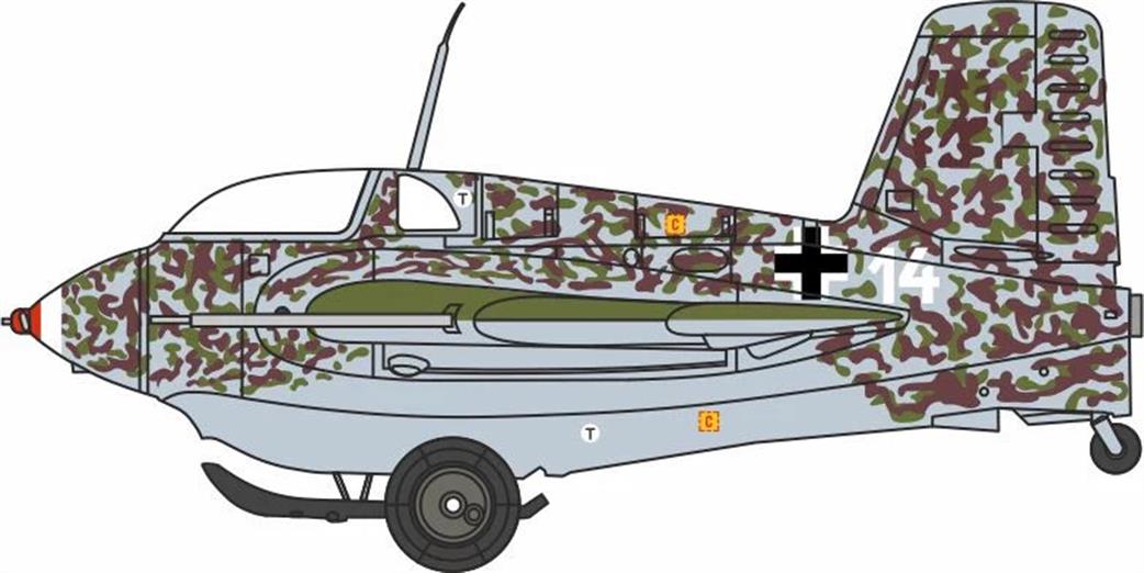 Oxford Diecast 1/72 AC135S Messerschmitt Me163 1a White 14 JG400 Brandis 1945 No Swastika