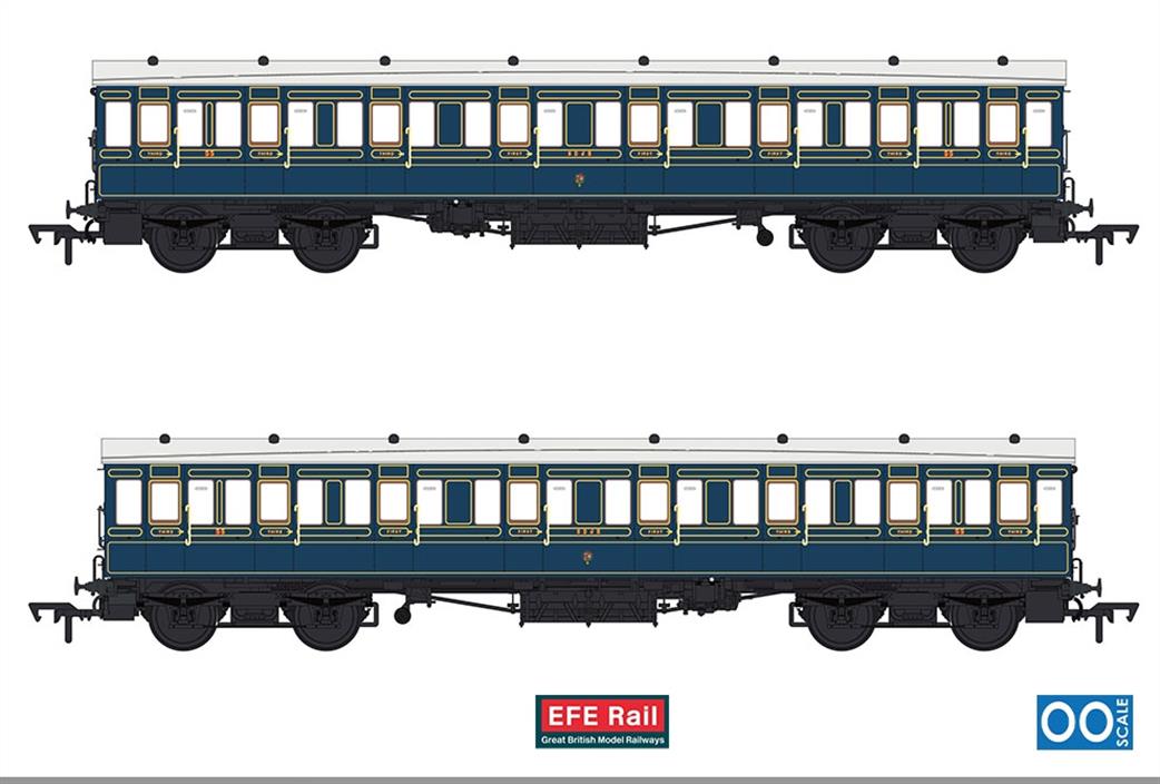 EFE Rail OO Gauge E86037 54ft non-Corridor Composite S&DJR Lined Blue Coach