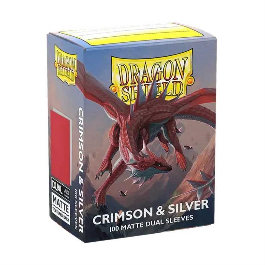 15072 Dragon Shield Matte Dual Standard Sleeves - Crimson & Silver (100 ct.)