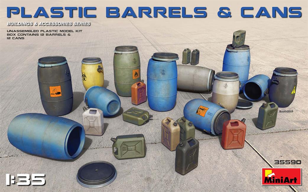 MiniArt 1/35 35590 Plastic Barrels & Cans Ready To Assemble And Paint