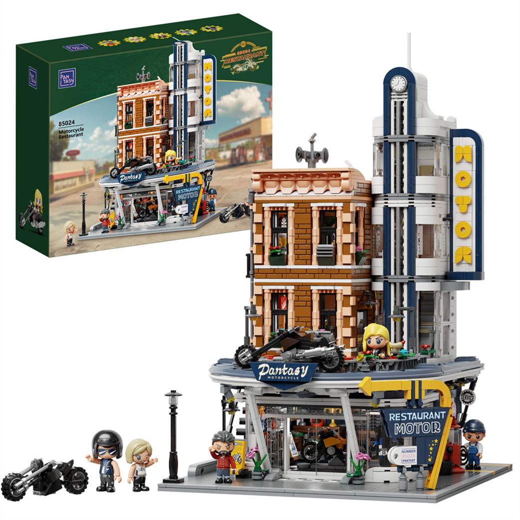 Pantasy  85024 Motorcycle Restaurant Building 2989 pcs Brick Block Construction Kit